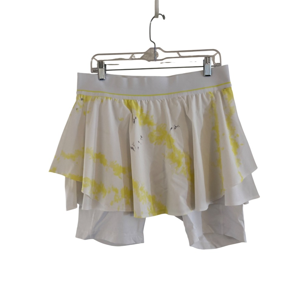 Lululemon Court Rival High-Rise Skirt White Yellow Tie Dye Size 12 Tennis Skort